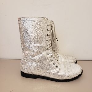 LIKE NEW BALERA SEQUIN ZIP UP SIDE COMBAT BOOTS 25.00 SIZE 7 OFFER